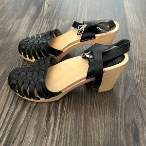 Swedish Hasbeen Heeled Strappy Clog Sandals